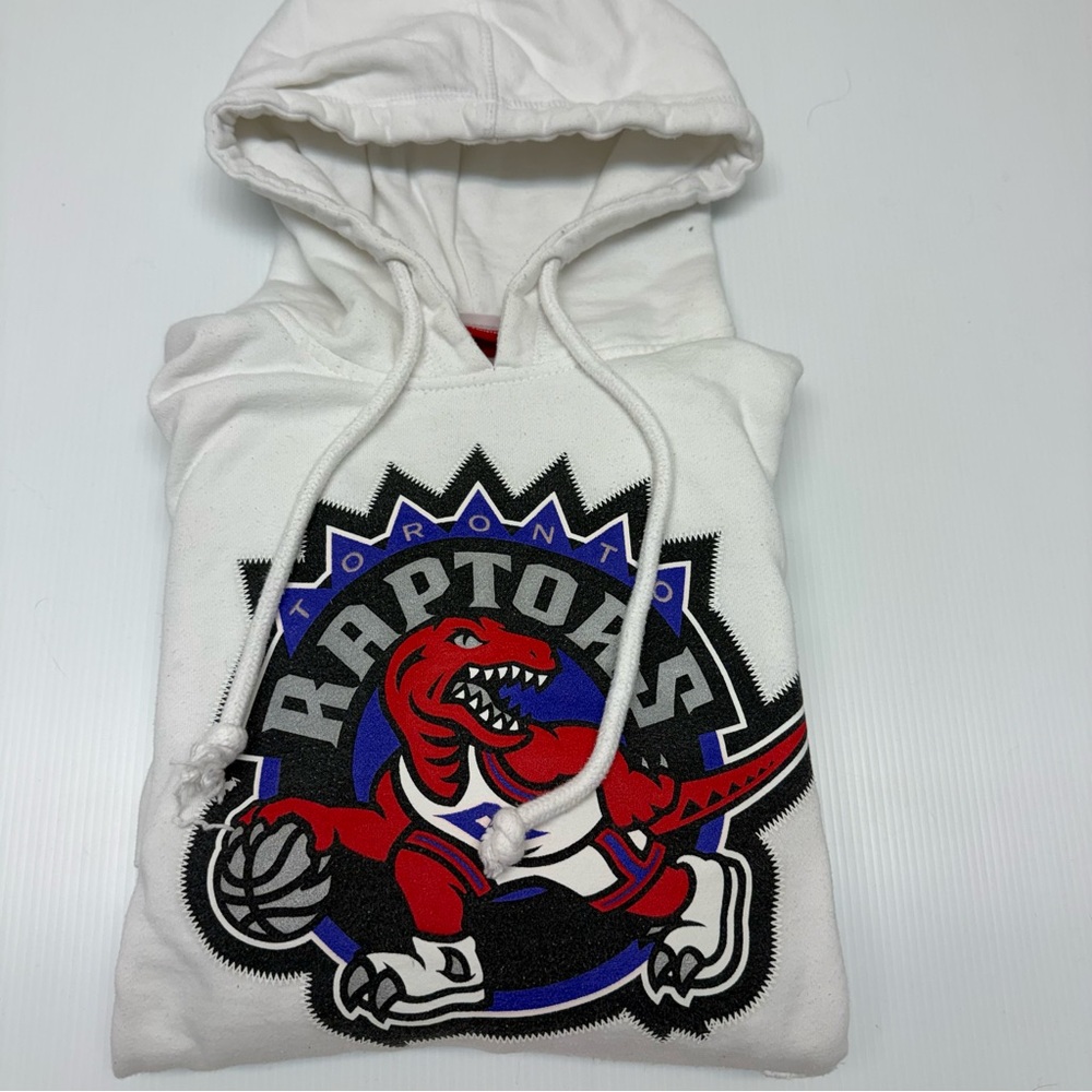 T247- Mitchell & Ness Raptors Hoodie - White and Red - Picture 1 of 10